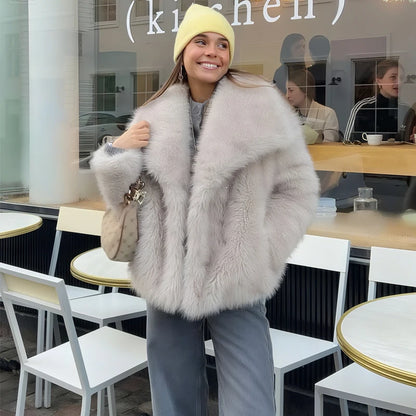Faux Fur Fluffy Coat for Women Warm Winter Outerwear