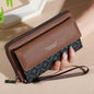 Men's Faux Leather Double Layer Wallet with Zippered Card Holder