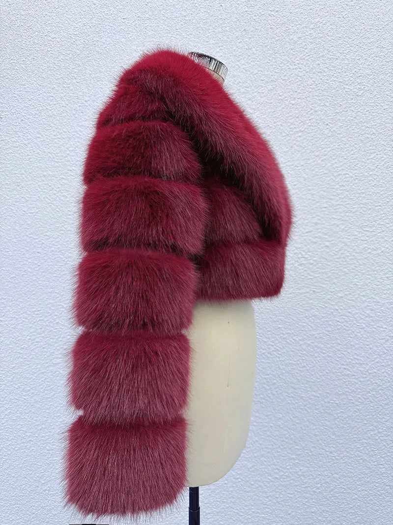 Cropped Faux Fur Coat for Women in Black
