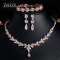 ZAKOL Brilliant Zirconia Leaf Jewelry Set for Women