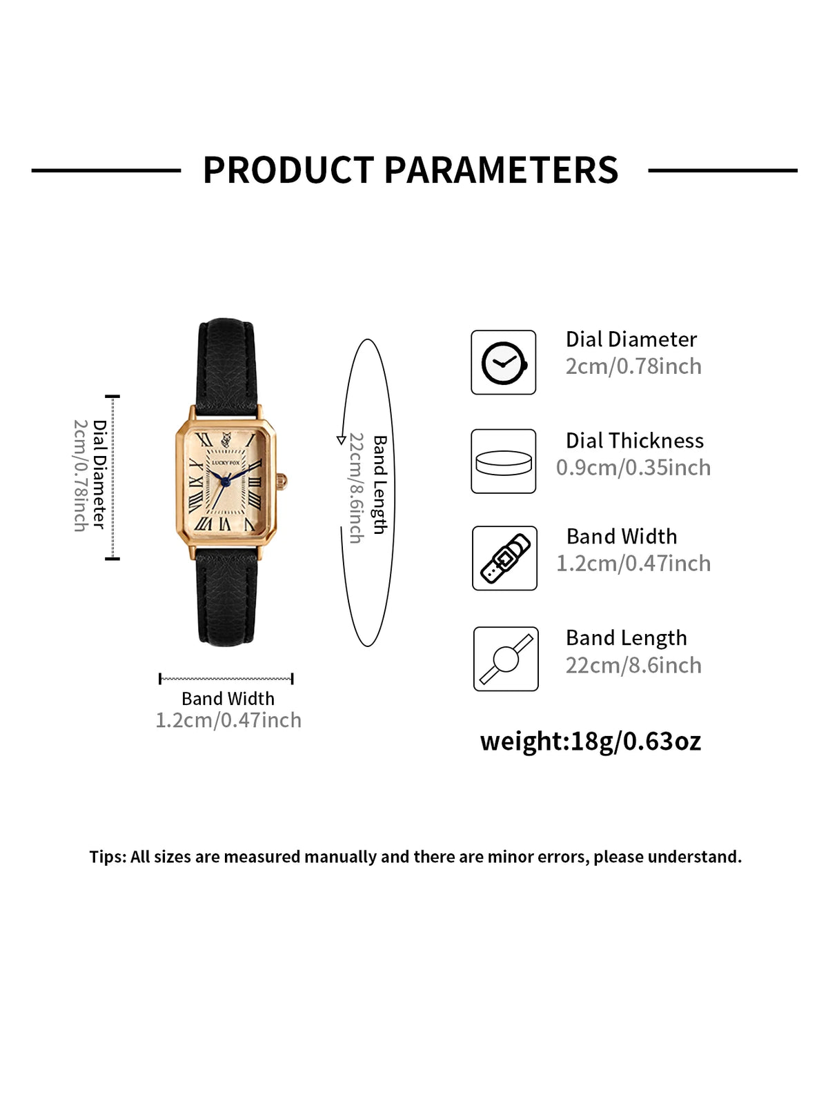 Fashion Retro Square Leather Strap Quartz Watch for Women