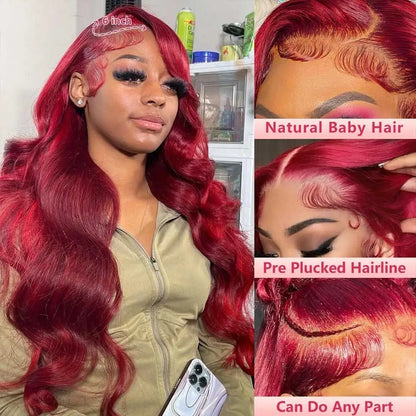 30 Inch Burgundy Body Wave Human Hair Wig