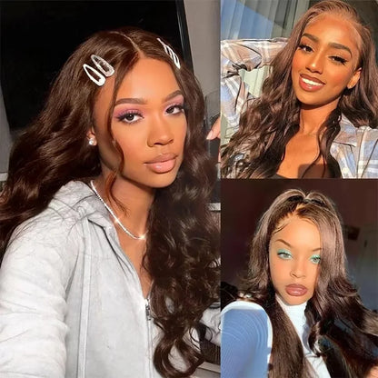 Chocolate Brown Body Wave HD Lace Front Wig 46 Inch