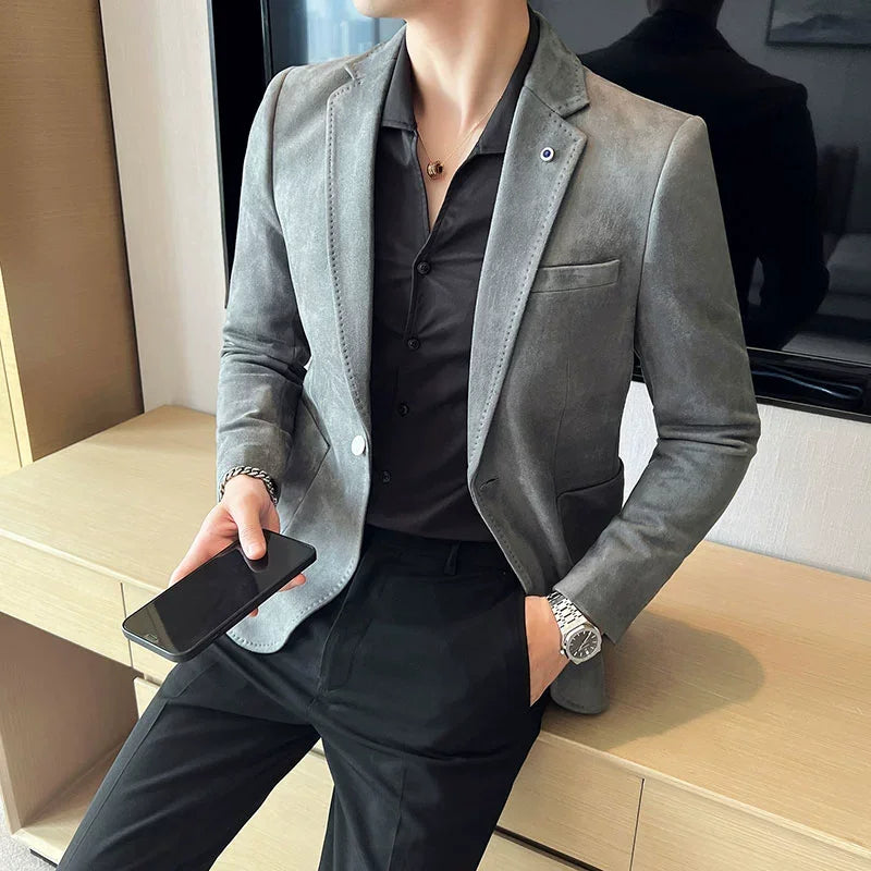 Men's Slim Fit Velvet Blazer Coat for Business and Weddings