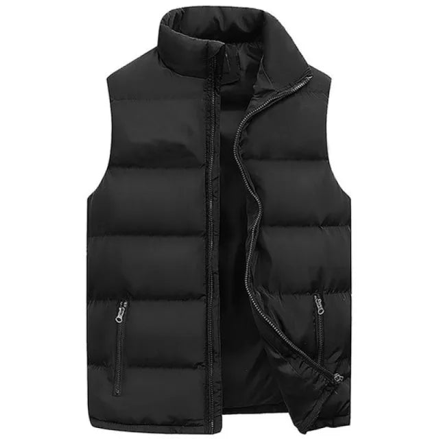 Men's Warm Sleeveless Vest Jacket with Zipper