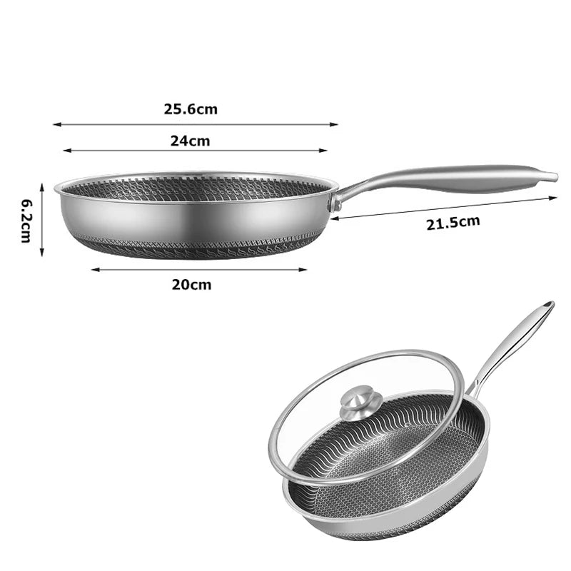Stainless Steel Nonstick Frying Pan with Lid 28cm