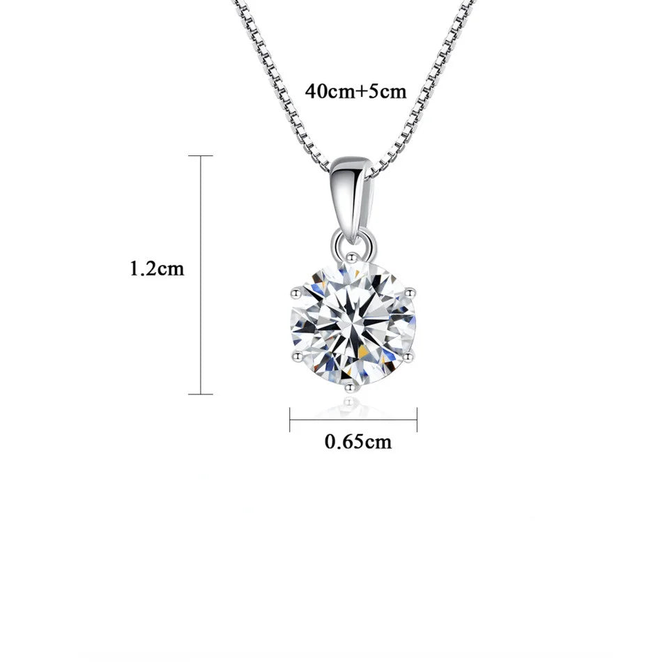 Moissanite Pendant Necklace 925 Sterling Silver Women