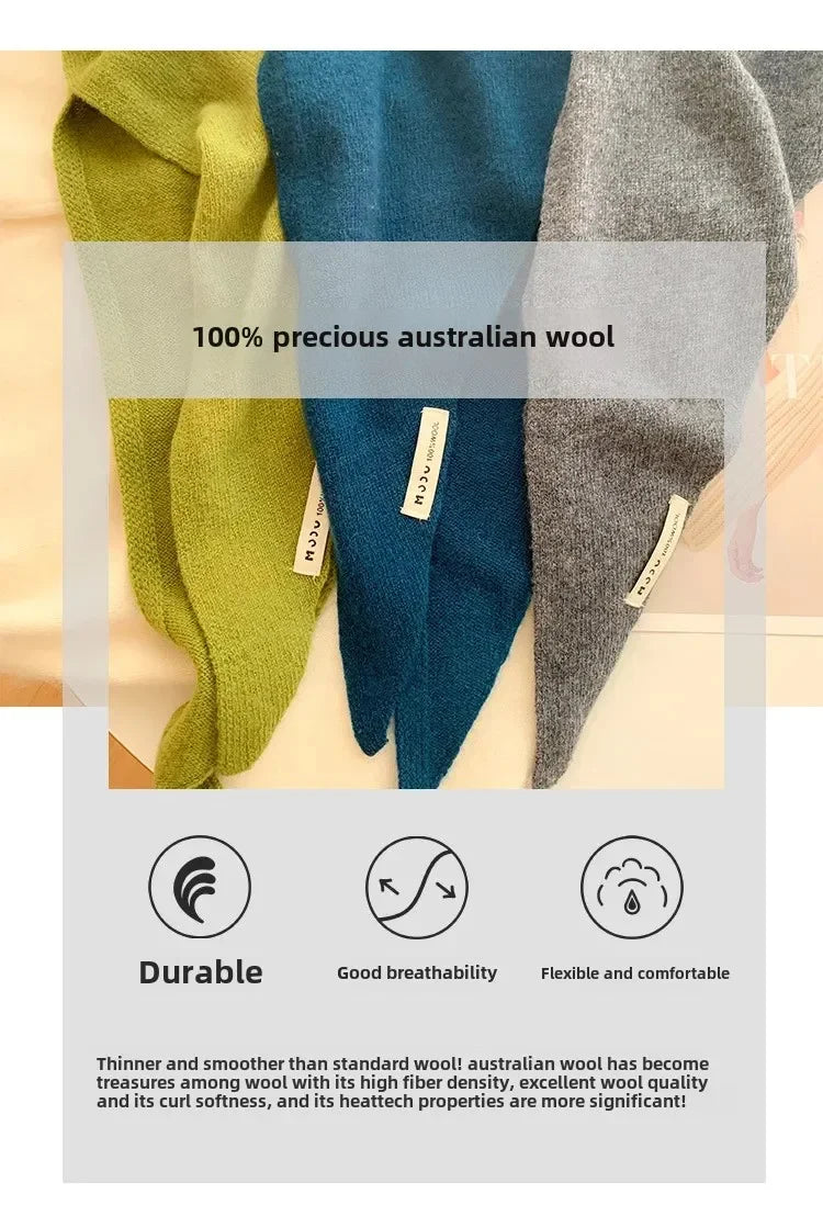 Wool Triangle Scarf for Women - Multi-functional Knitted Scarf