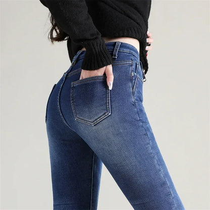 Women's Winter Plush Stretch Skinny Jeans