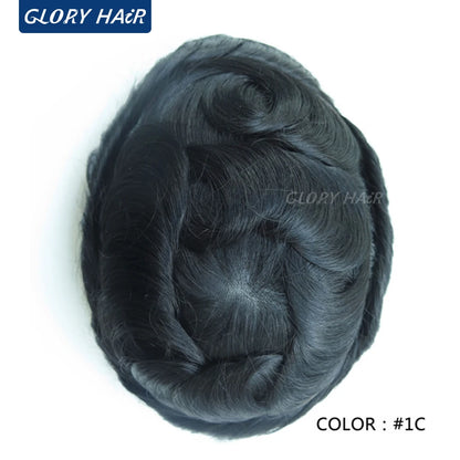Double Knotted Toupee 130% Density Indian Hair 5 Inch