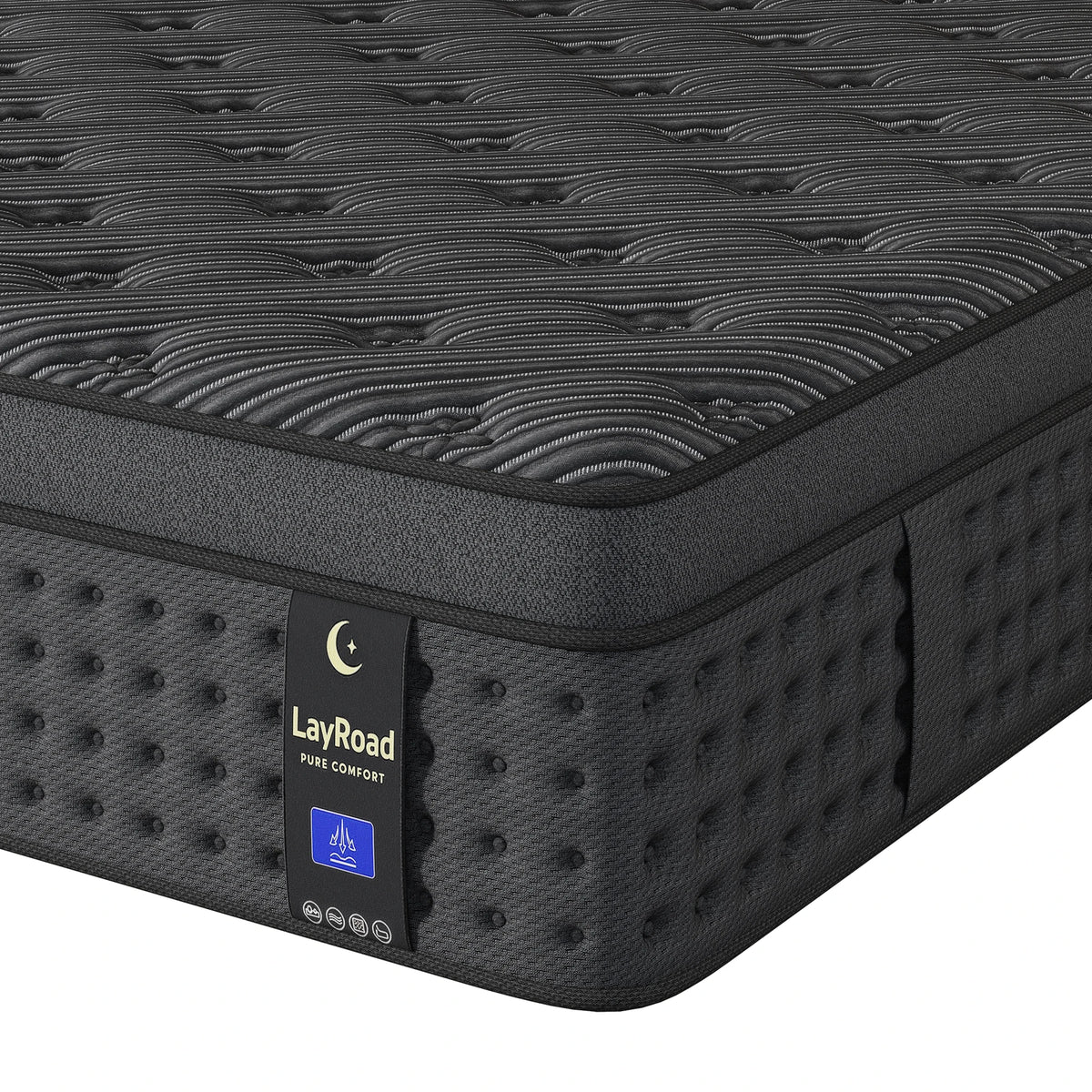 LayRoad Memory Foam Spring Mattress Black 12 Inch