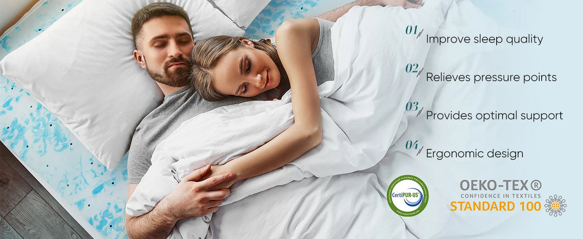 JHK Queen Size Memory Foam Mattress Topper Cooling Gel