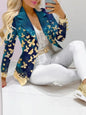 Paisley Butterfly Blazer Suit and Pants Set for Women