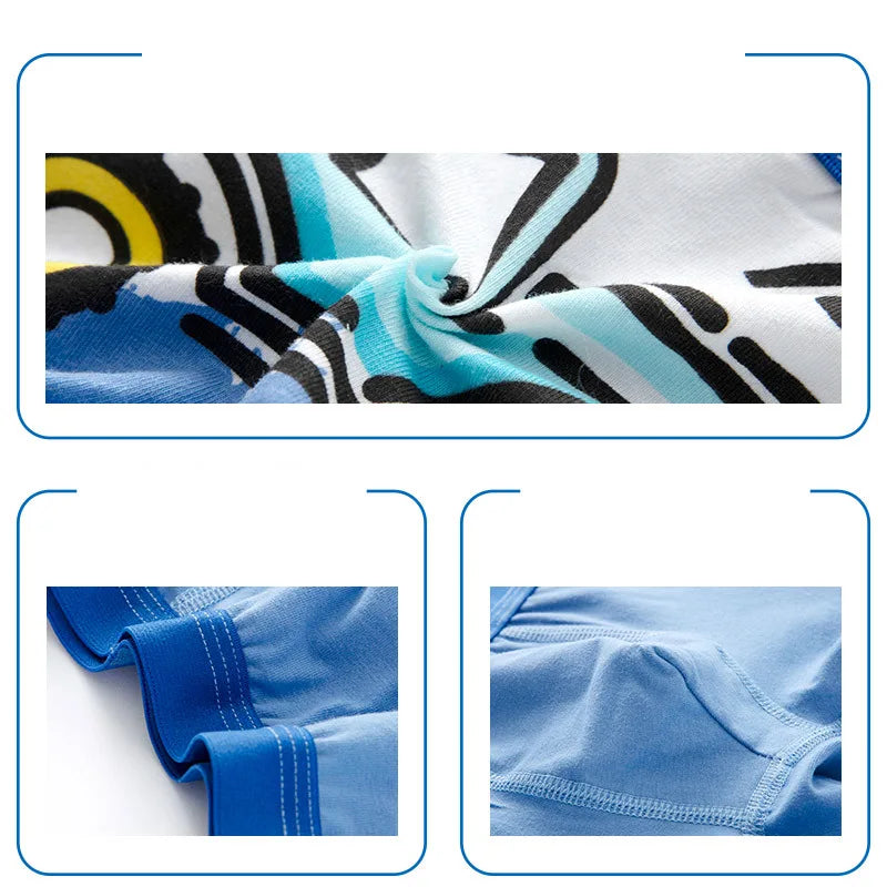 Children's Cotton Underwear Boy Briefs with Cartoon Design