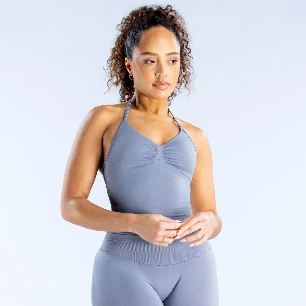 Seamless Lace-Up Bra and Shorts Yoga Set for Women
