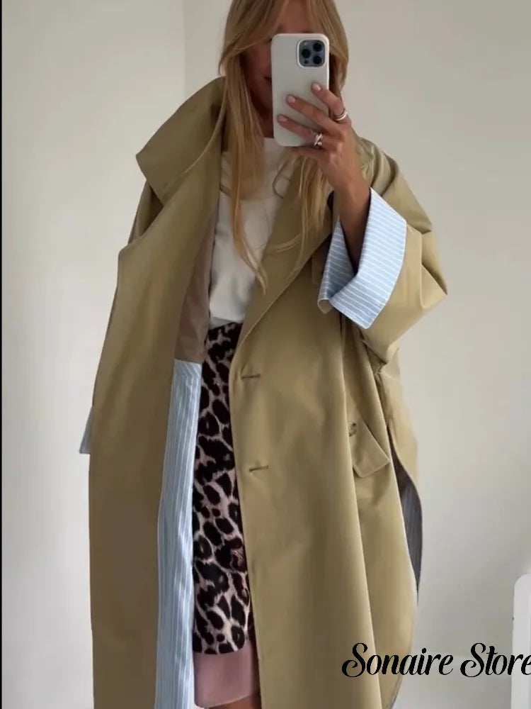 Women's Windproof Trench Coat Loose Fit Overcoat