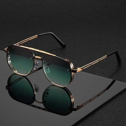 Double-Beam Alloy Sunglasses for Casual Use