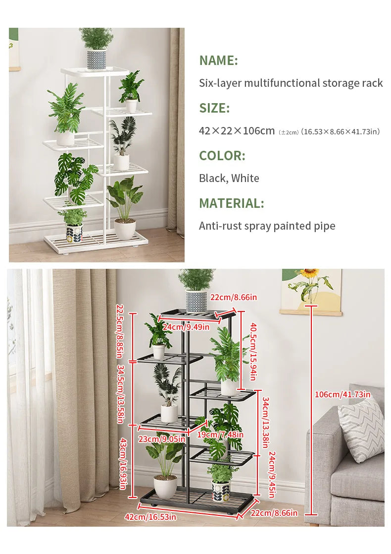 Iron Plant Stand Organizer with 6 Layers for Flowers