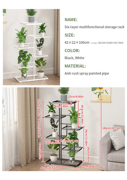 Iron Plant Stand Organizer with 6 Layers for Flowers