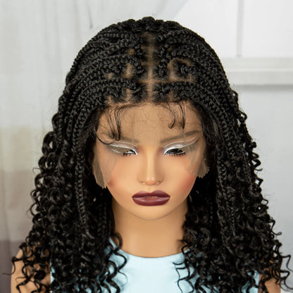 Knotless Box Braided Wigs with Curly Ends 16 Inches Synthetic