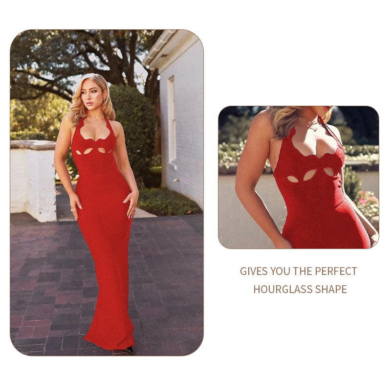 Elegant Black Halter Bodycon Dress for Women