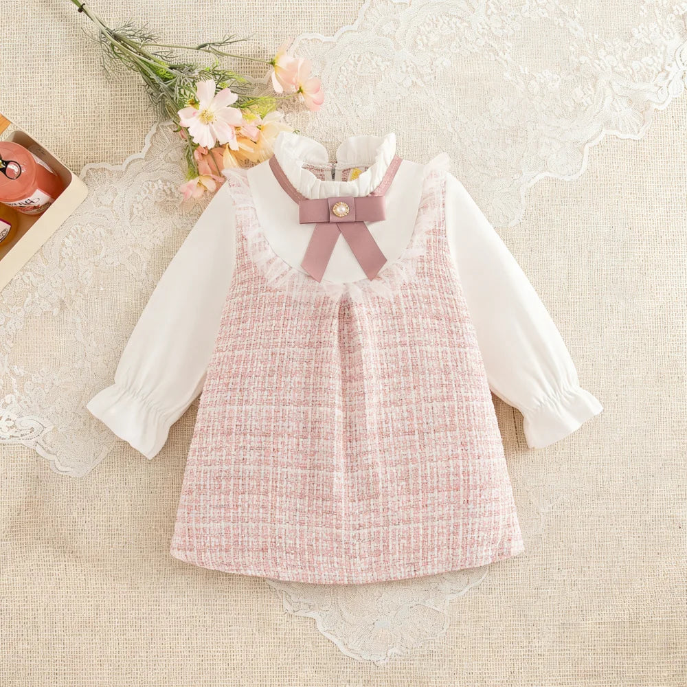 Plaid Cotton Long-Sleeve Baby Girl Dress