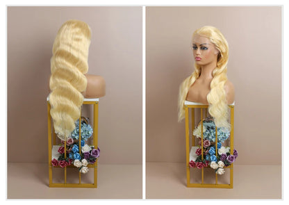 613 Honey Blonde Body Wave Human Hair Wig 360 Lace Frontal