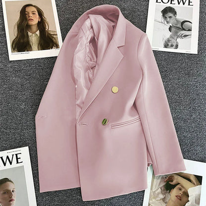 Women Double-Breasted Blazer Casual Suit Jacket