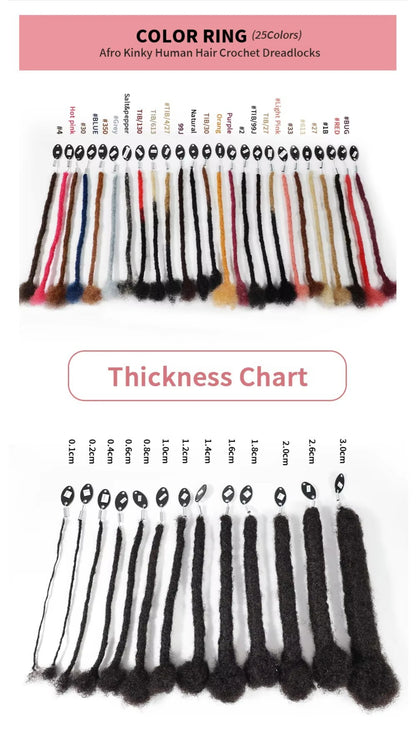 Natural Human Hair Dreadlock Extensions 8-12 Inch Curly Ends