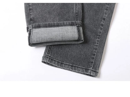 Men's Slim Denim Jeans Casual Elastic Trousers Black Gray