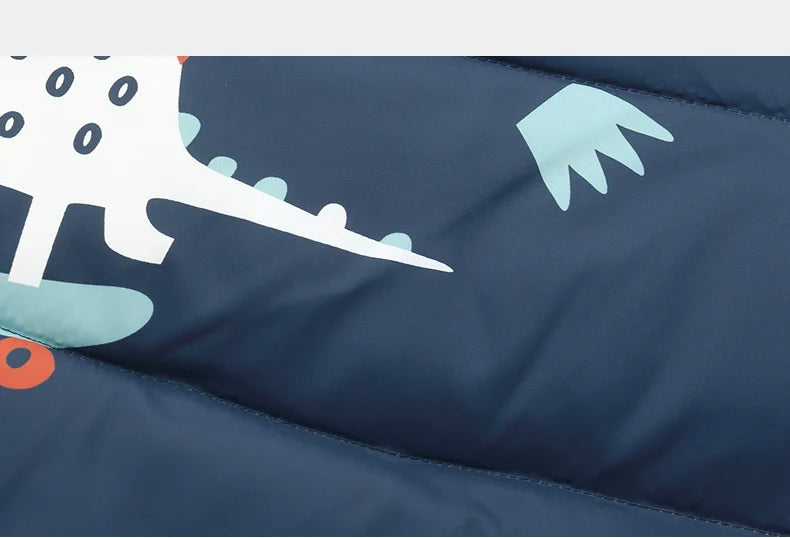 Children's Hooded Parka Down Jacket with Dinosaur Design