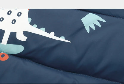 Children's Hooded Parka Down Jacket with Dinosaur Design