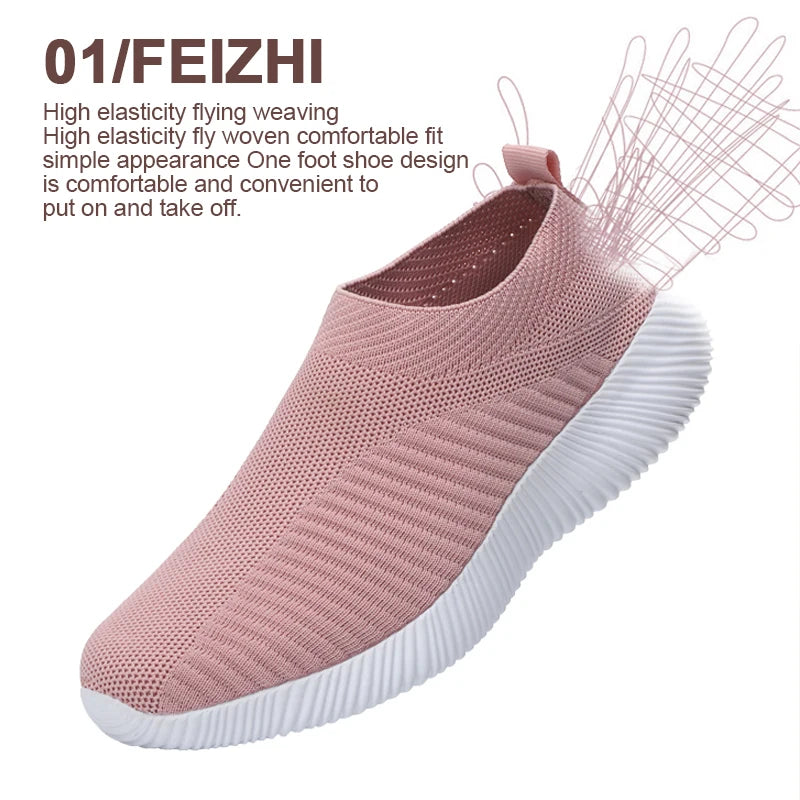 Pink Women Slip On Walking Shoes Lightweight EVA