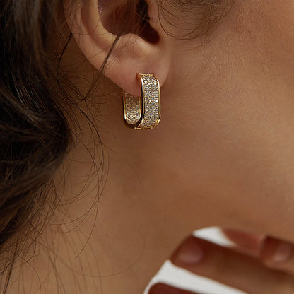Huitan CZ Hoop Earrings for Women in Silver and Gold
