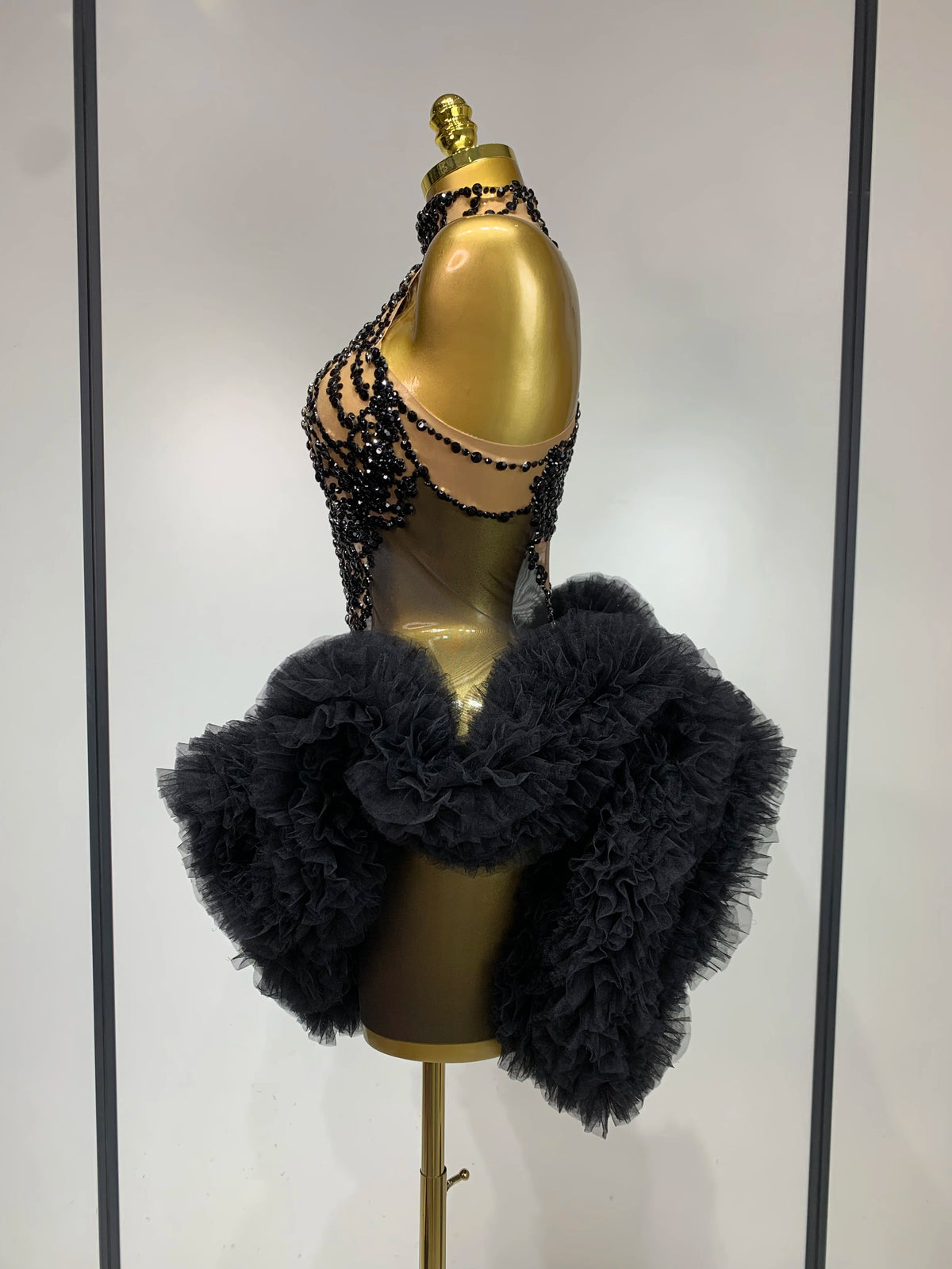 Sexy Rhinestone Mesh Bodycon Mini Dress for Women