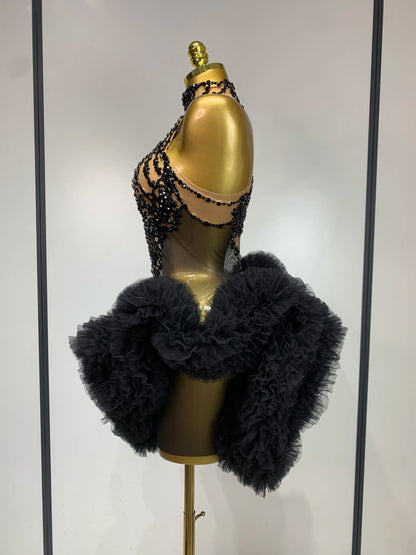 Sexy Rhinestone Mesh Bodycon Mini Dress for Women