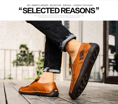Men's Genuine Leather Slip-On Loafers Casual Shoes