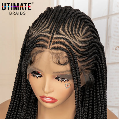 Synthetic Full Lace Cornrow Braided Wig for Black Women