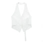 MUJER Off Shoulder Black White Cropped Vest