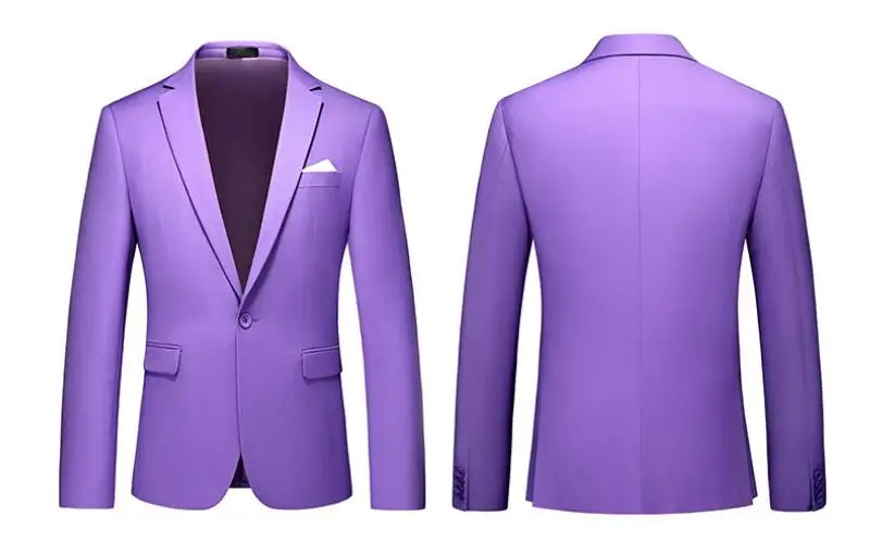 Men's Solid Color Formal Suit Jacket Slim Fit Blazer