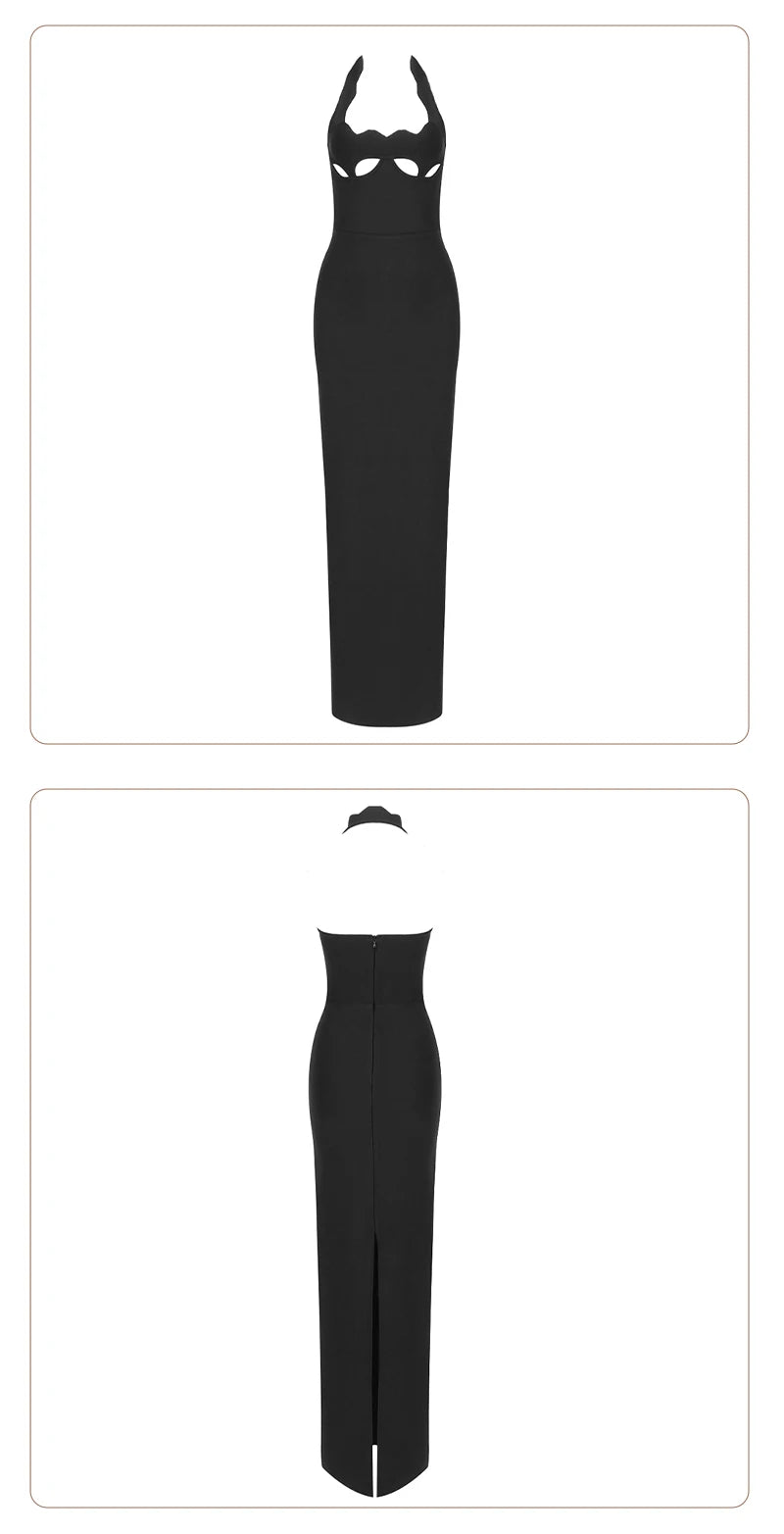 Elegant Black Halter Bodycon Dress for Women