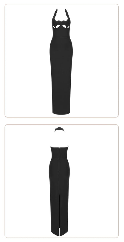 Elegant Black Halter Bodycon Dress for Women
