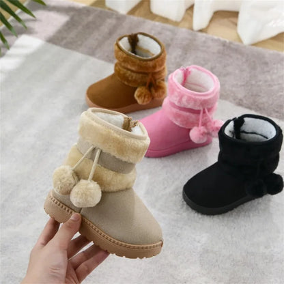 Girls Winter Snow Boots Thick Warm Rubber Microfiber