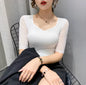 Women Slim Fit Long Sleeve Mesh T-Shirt