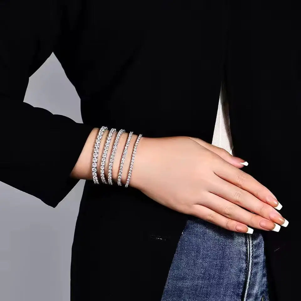 Moissanite Tennis Bracelet 925 Sterling Silver Gold Plated