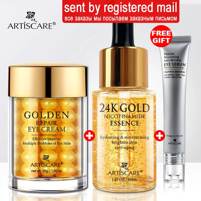 ARTISCARE 24K Gold Serum Set for Eye and Face Care