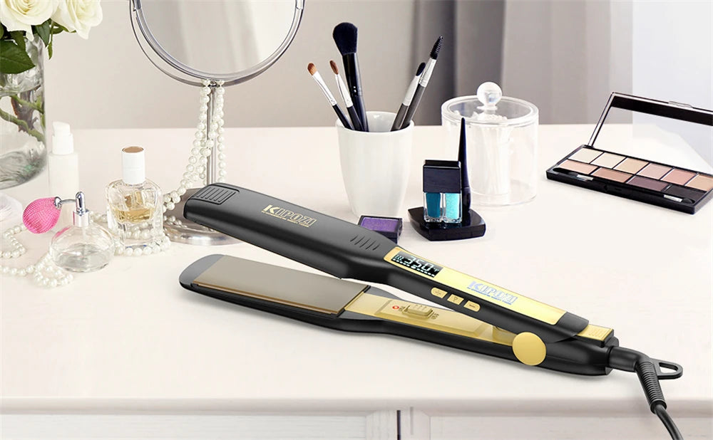 KIPOZI Titanium Flat Iron Hair Straightener with LCD Display