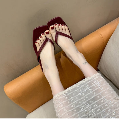 Women’s Low Heel Clip Toe Slippers for Summer Casual Wear