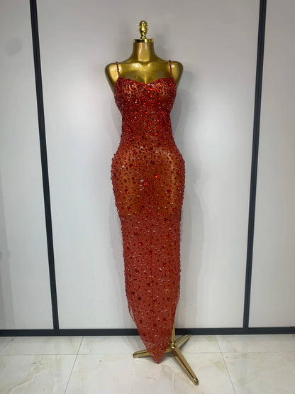Luxury Rhinestone Mesh Bodycon Dress for Women