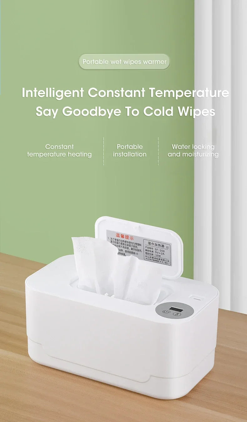 Baby Wipe Warmer with LED Display Portable USB Charge
